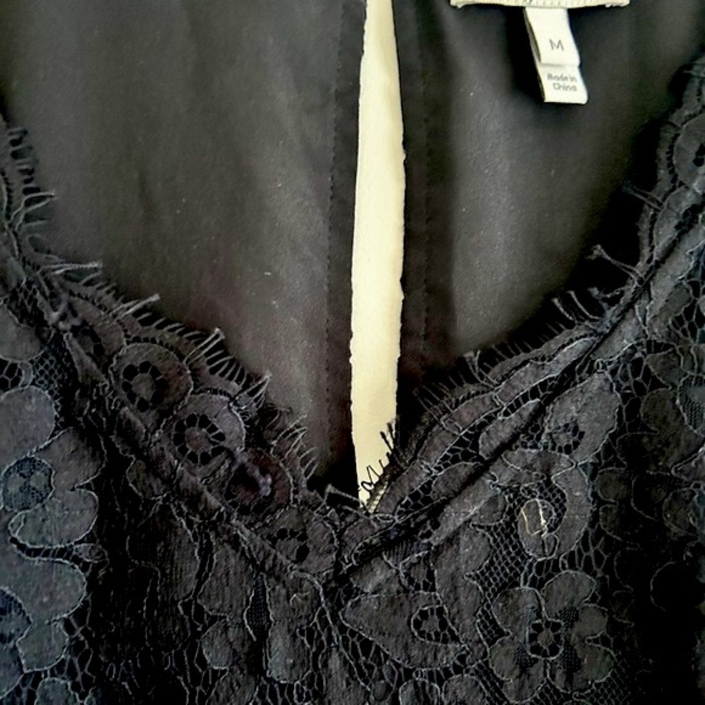 Joie Lebanon Black V-Neck Eyelash Sleeveless Womens Cocktail Lace Dress Size M - Picture 11 of 15